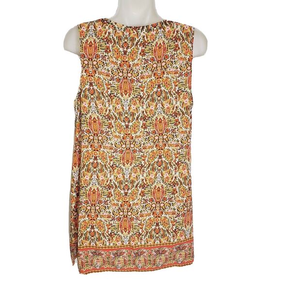 J. Jill Womens Tunic Tank Top Size XS Orange Floral Print Button Up Sleeveless - Picture 2 of 11